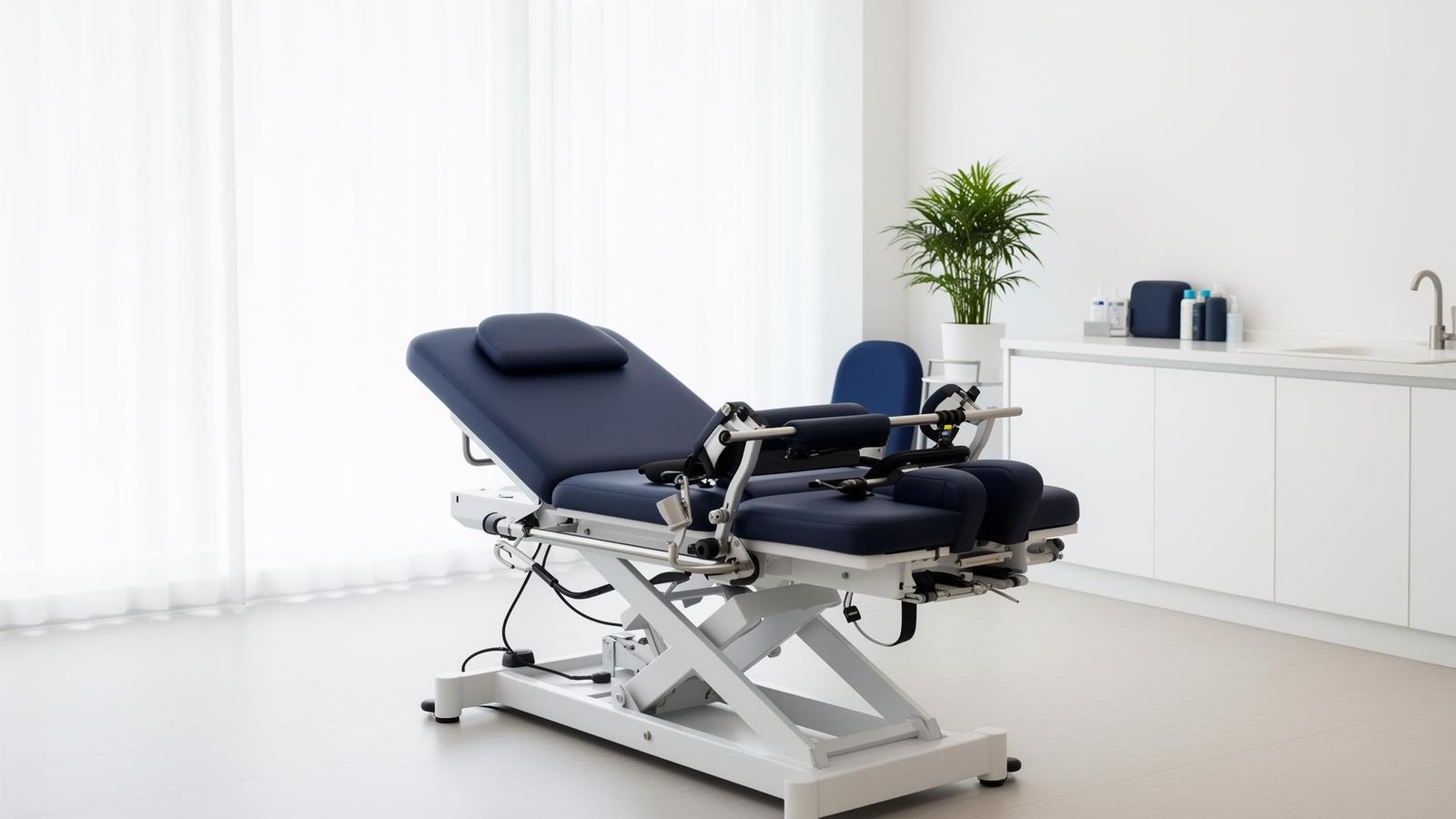 Patient receiving non-surgical spinal decompression therapy on a motorized table in a modern Pottsville, PA chiropractic clinic
