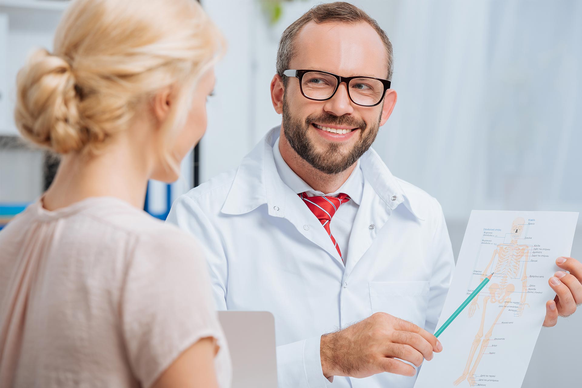 Physician explaining chart